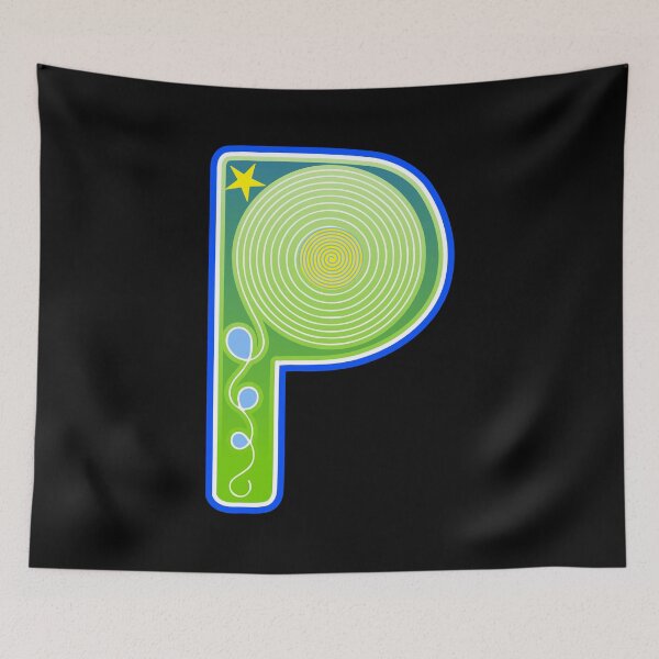 Item preview, Letter P - Green With Spirals designed and sold by artfulnotebook.