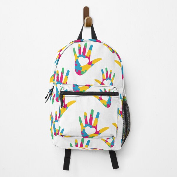 Item preview, hand shaped puzzle seamless pattern for autism awareness designed and sold by werezu.