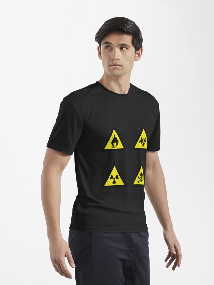Thumbnail 3 von 7, Funktionsshirt, Giftige Schilder, Gelb, Giftige Etiketten, Warnung, Zeichen, Gefahr, Risiko, Symbol, giftige Menschen, Biogefährdung, Gift, Vorsicht, Biologie, schwarz, radioaktiv, nuklear, Zeichen, Strahlung, gefährlich designt und verkauft von Freefay.