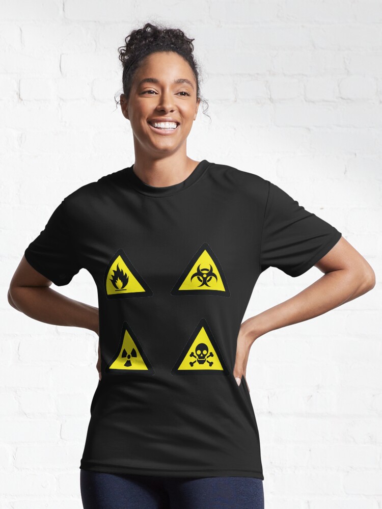 Thumbnail 6 von 7, Funktionsshirt, Giftige Schilder, Gelb, Giftige Etiketten, Warnung, Zeichen, Gefahr, Risiko, Symbol, giftige Menschen, Biogefährdung, Gift, Vorsicht, Biologie, schwarz, radioaktiv, nuklear, Zeichen, Strahlung, gefährlich designt und verkauft von Freefay.
