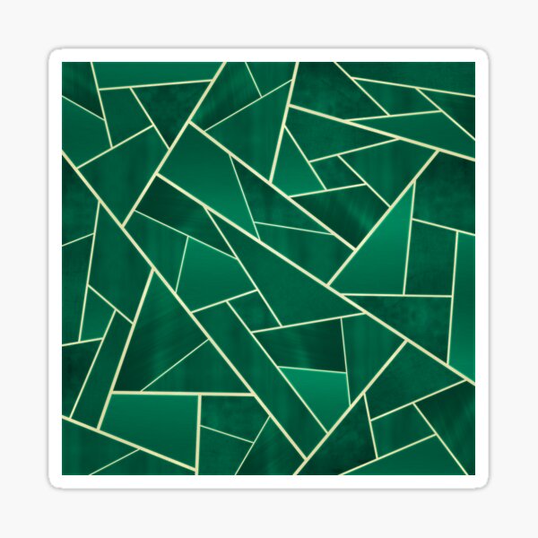 "Emerald Green and Gold Crystal Pattern" Sticker for Sale by