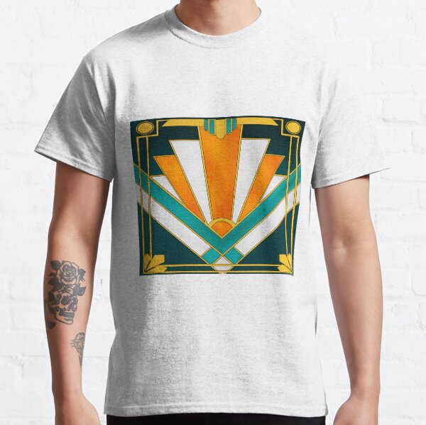 Orange and green art deco Classic T-Shirt