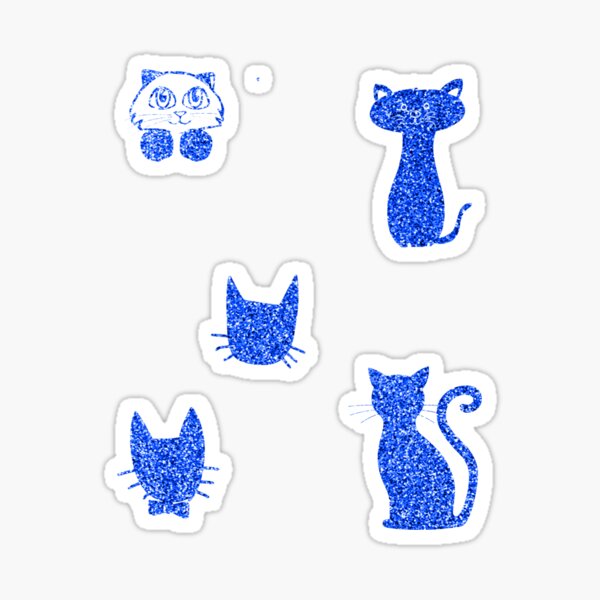 "Blue Glitter kitty" Sticker by Yuchi1 Redbubble