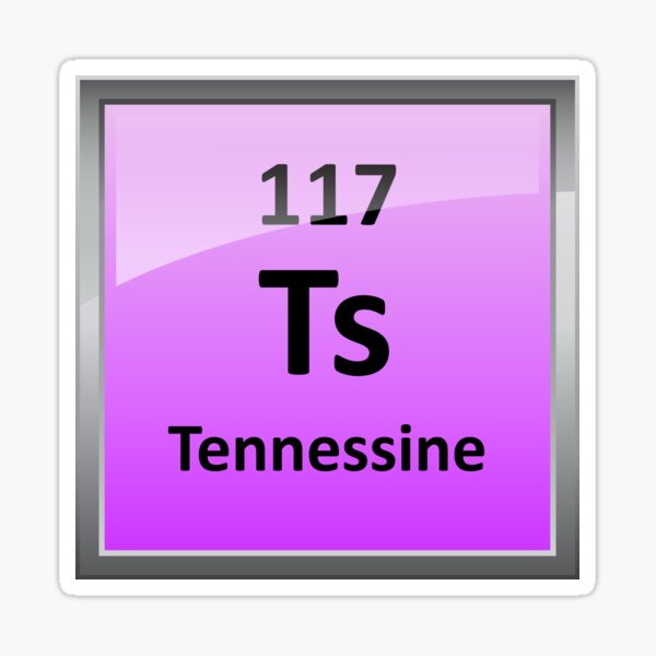 Tennessine or Element 117 Periodic Table Symbol Sticker