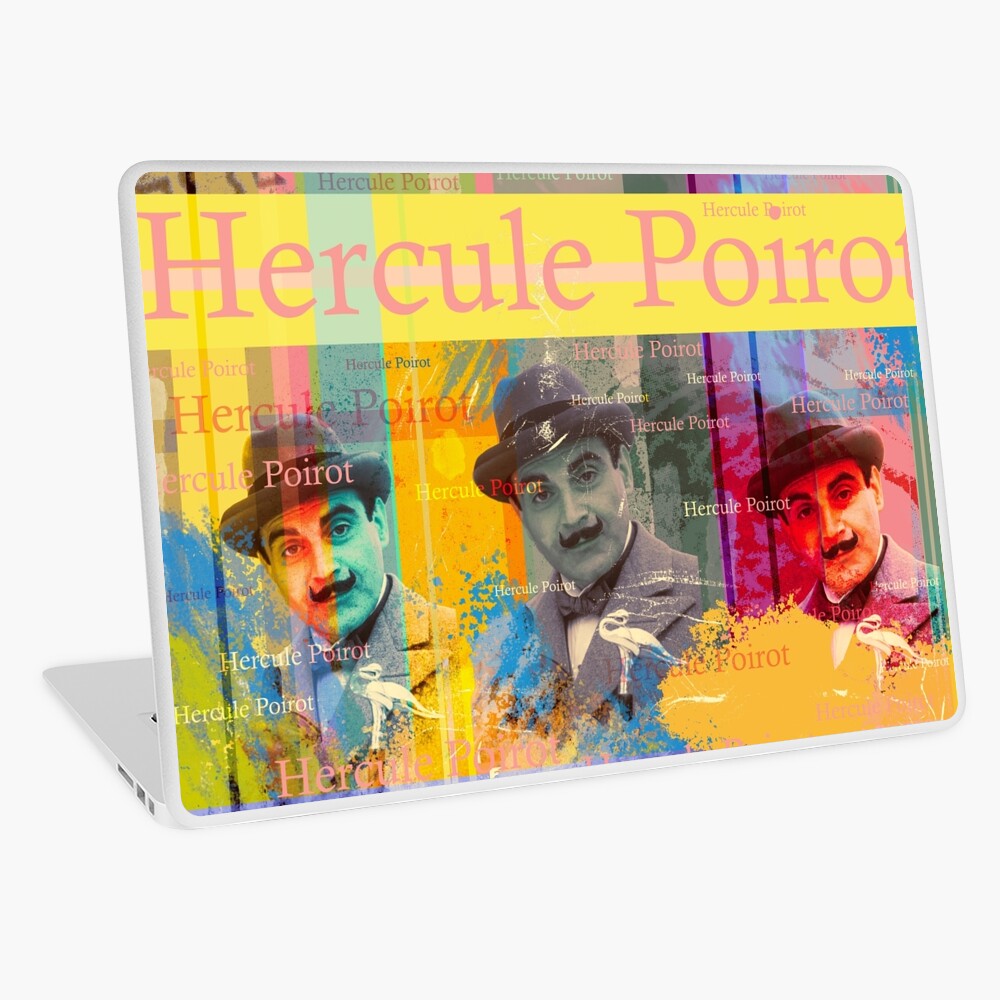 Hercule Poirot portrait, aesthetic collage with well-known Belgian detective for series lovers Laptop Skin