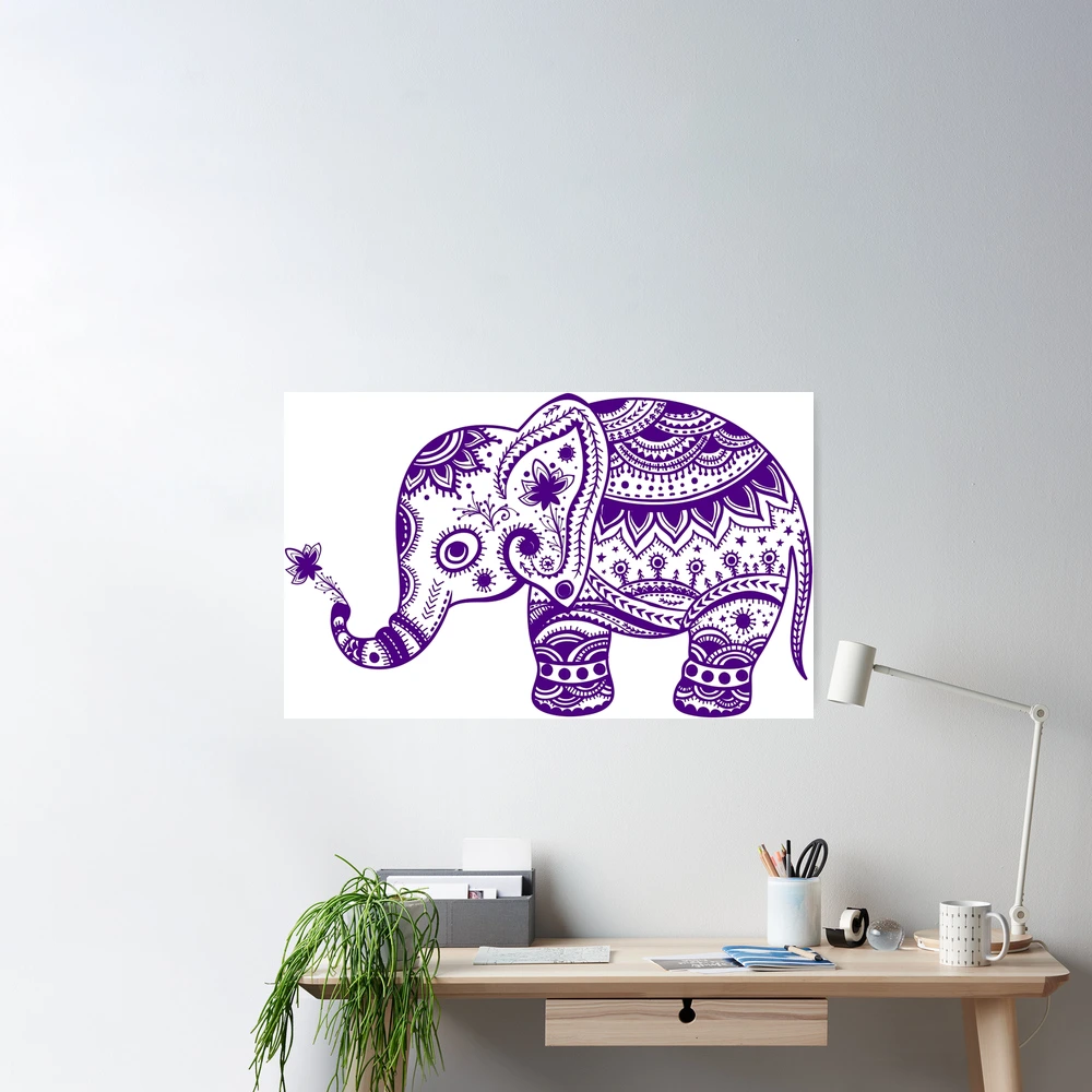 Cute Purple Elephant Pattern Travel Mug