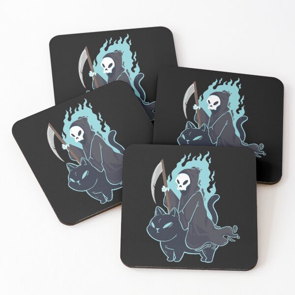 Item preview, Grim reaper rides black cat Halloween designed and sold by ElBeDesigns.
