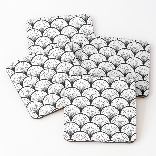 Item preview, Minimalistic Art Deco Fan Retro Pattern Black And White designed and sold by artsandsoul.