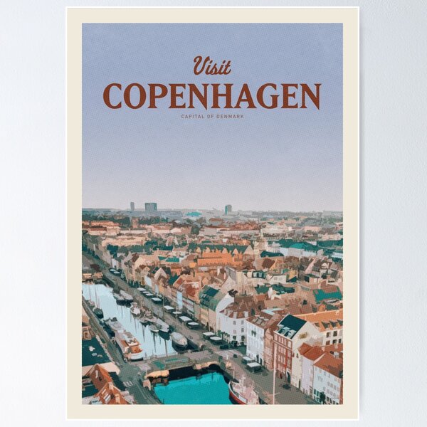Copenhagen poster Gråbrødretorv  Denmark Travel Poster – My Retro