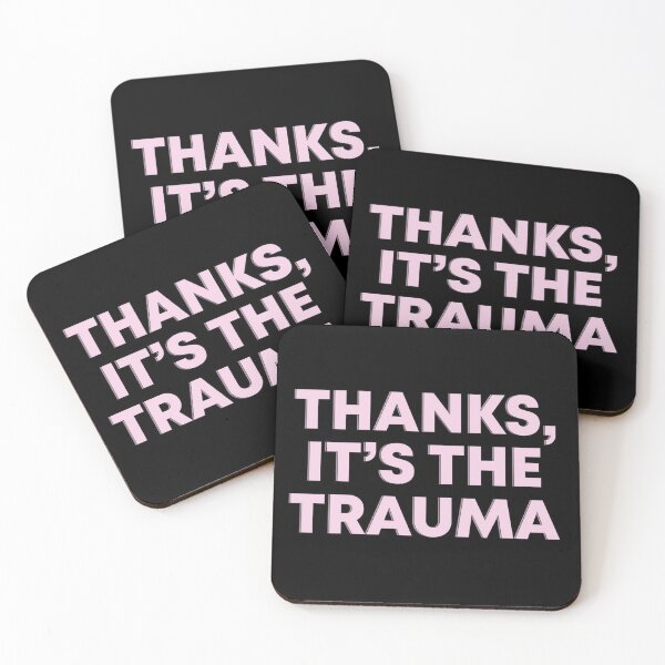 Item preview, “Thanks, It's The Trauma” Mental Health Pink Black Sarcastic Slogan designed and sold by JessicaAmber.
