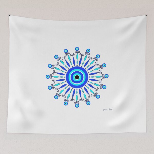 Aperçu de l'œuvre Mandala Evil Eye - Bleu Bohème créée et vendue par Shalini Bisht.