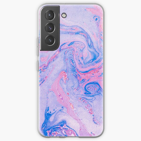 Blush Pink, French blue and purple abstract marble, liquid art paint texture design. iPhone and Samsung Galaxy case cover Samsung Galaxy Soft Case