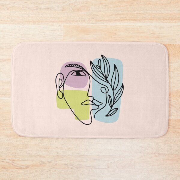 Item preview, Woman smile Face girl drawing abstract pink flower abstractface oneline onelinedrawing, designed and sold by Queengood.