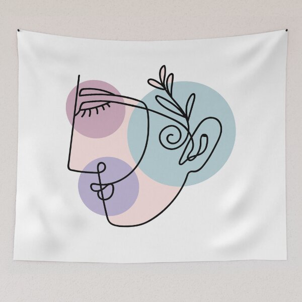 Item preview, a woman's profile Face girl drawing abstract pink flower abstractface oneline onelinedrawing, designed and sold by Queengood.