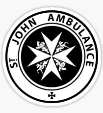 St. John logo on a Blue Box Sticker