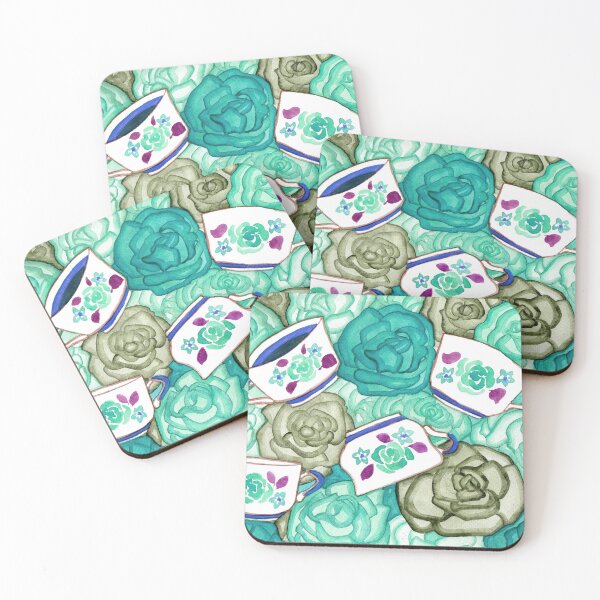 Item preview, Tea Cups and Roses Teal Palette designed and sold by Niina  Niskanen.