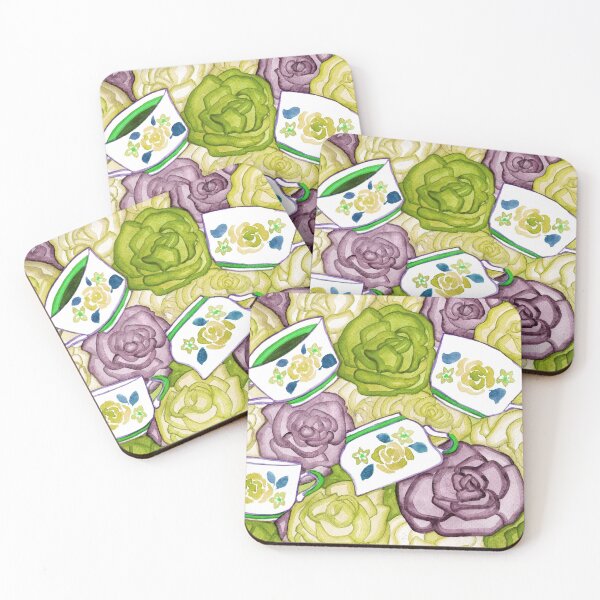 Item preview, Tea Cups and Roses - Purple and Green Palette designed and sold by Niina  Niskanen.
