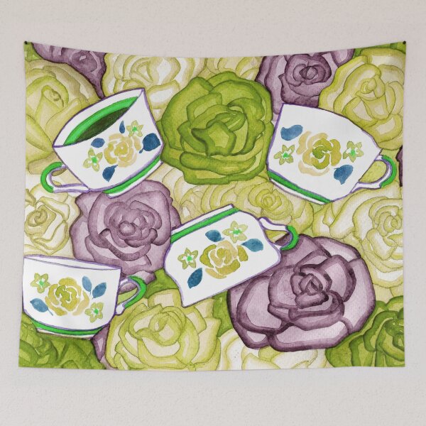 Item preview, Tea Cups and Roses - Purple and Green Palette designed and sold by Niina  Niskanen.