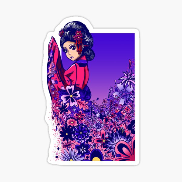 Geisha Flower Burst Sticker