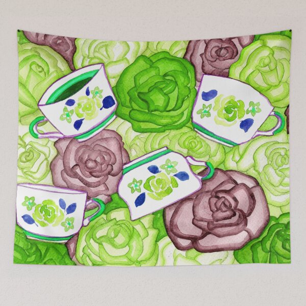 Item preview, Tea Cups and Roses Green Palette designed and sold by Niina  Niskanen.