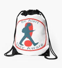 Pokemon Go Warning Label Drawstring Bag