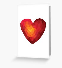 Fiery heart in abstract triangles - polygons style Greeting Card