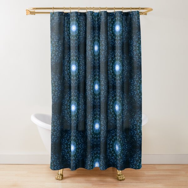 Flight K Combo CC2x Blue Ring Kaleidoscope Art Shower Curtain