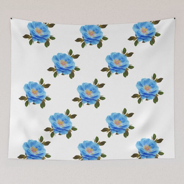 Item preview, AWESOME BLUE ROSES WHITE ABSTRACT GARDEN PATTERN designed and sold by sharlesart.