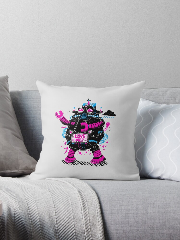 Throw Pillow, Robots Need Love, Too! designed and sold by RonanLynam