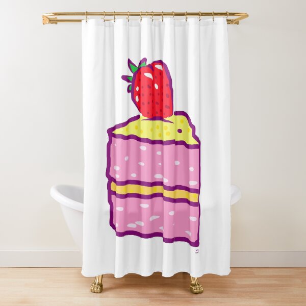 Strawberry cake Shower Curtain