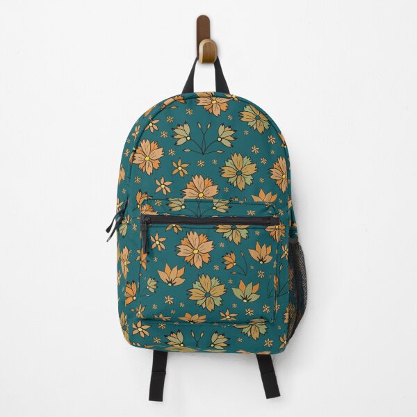 Aperçu de l'œuvre Floral Ditzy orange sur fond vert créée et vendue par KizzyW.