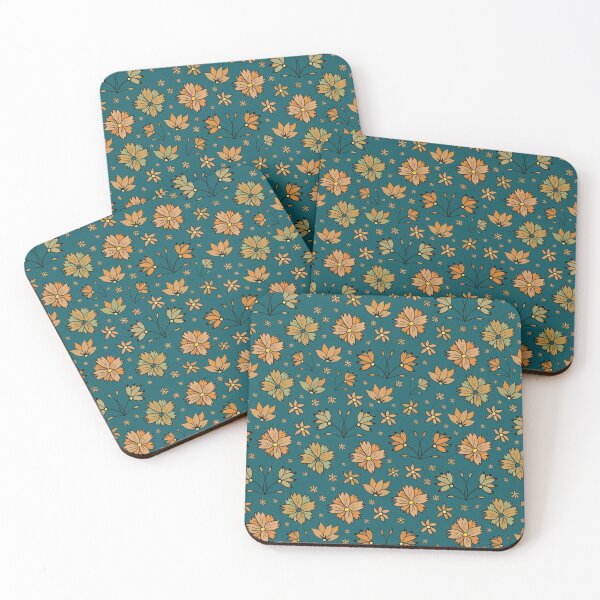 Item preview, Orange Ditzy Floral on Green Background designed and sold by KizzyW.