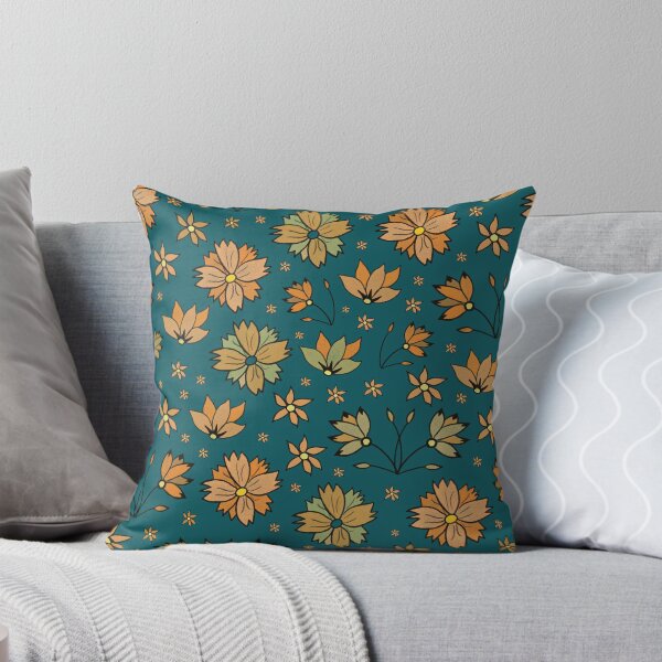 Item preview, Orange Ditzy Floral on Green Background designed and sold by KizzyW.