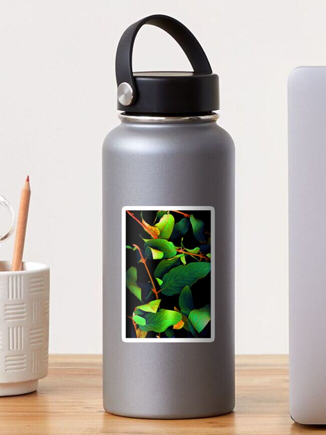 Thumbnail 1 of 3, Sticker, Chromatic Leaves 3 Dark Botanical designed and sold by LindasPhotoArt.