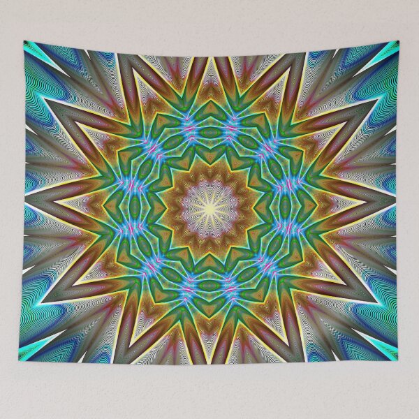 Artikelvorschau, Boho Pfau abstraktes Mandala entworfen und verkauft von puravidavisions.