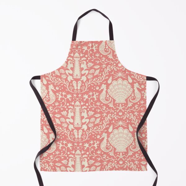 Item preview, Summer beach coral damask pattern with seashells - seamless pattern designed and sold by colorofmagic.