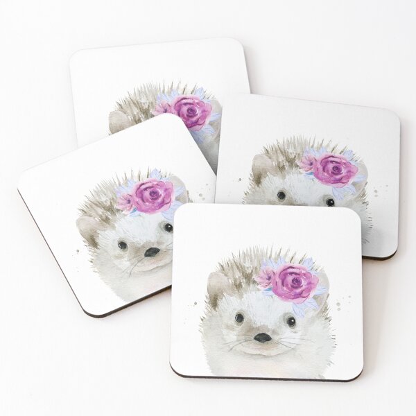 Item preview, Hedgehog, Watercolour Animal with Flowers on the head. designed and sold by artbyasolo.