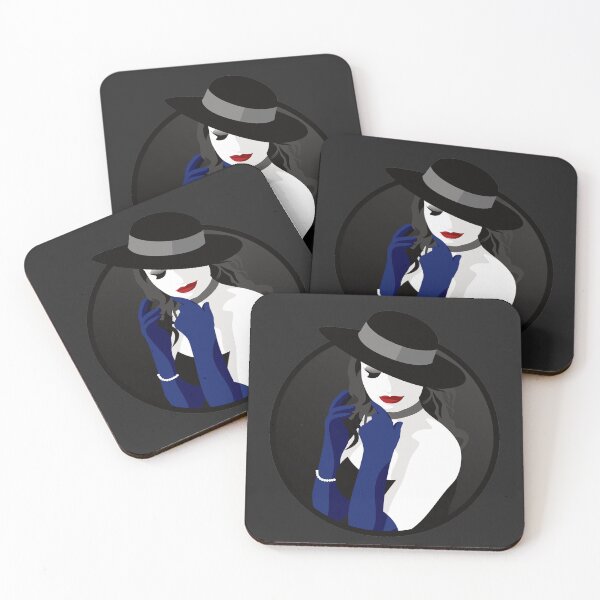 Item preview, Burlesque Girls | Suzette - Blue & Grey (Dark Background) designed and sold by ladyfacecreates.