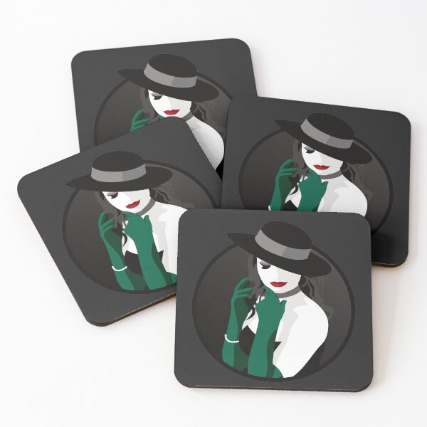 Item preview, Burlesque Girls | Suzette - Green & Grey (Dark Background) designed and sold by ladyfacecreates.