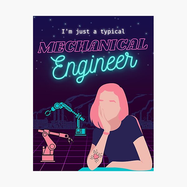 Item preview, Mechanical engineer - Women in Engineering - Cool neon retro Design designed and sold by WildBerryArt.