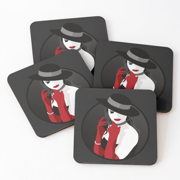 Item preview, Burlesque Girls | Suzette - Red & Grey (Dark Background) designed and sold by ladyfacecreates.