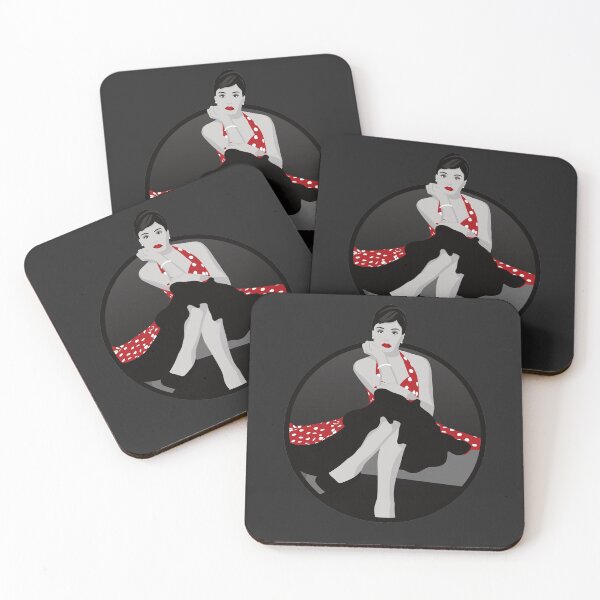 Item preview, Burlesque Girls | Delphine - Red & Grey (Dark Background) designed and sold by ladyfacecreates.