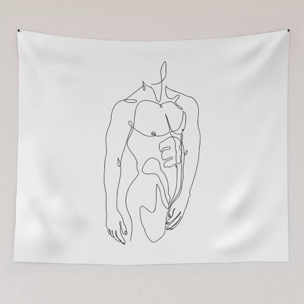 Item preview, Muscular man figure minimalist one line art designed and sold by AznavourByKarin.