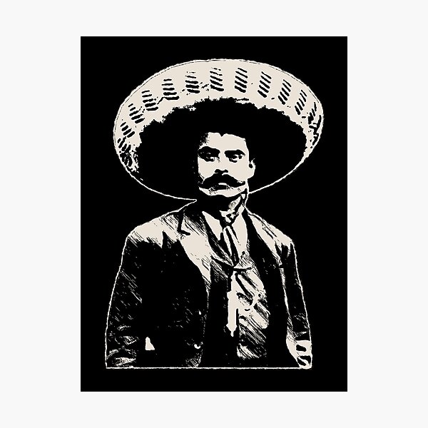 Emiliano Zapata - bichrome black / creme-white Photographic Print