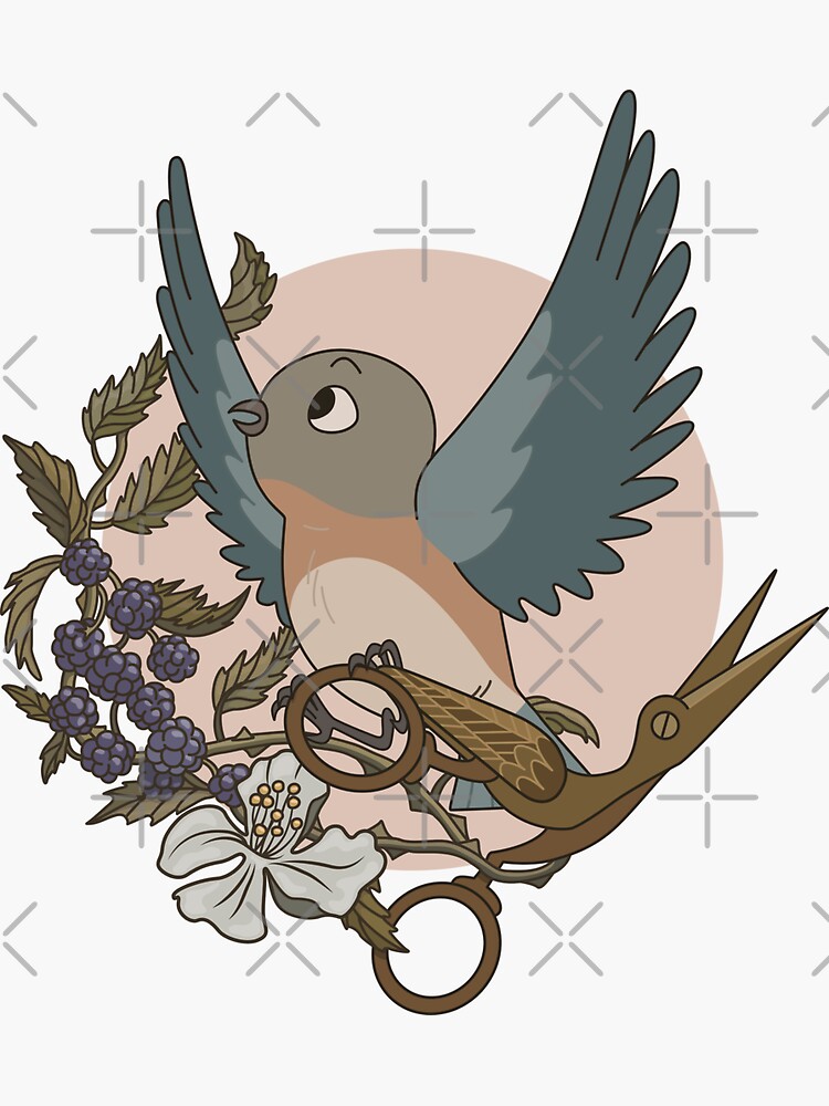 Beatrice the bluebird on the way home Sticker