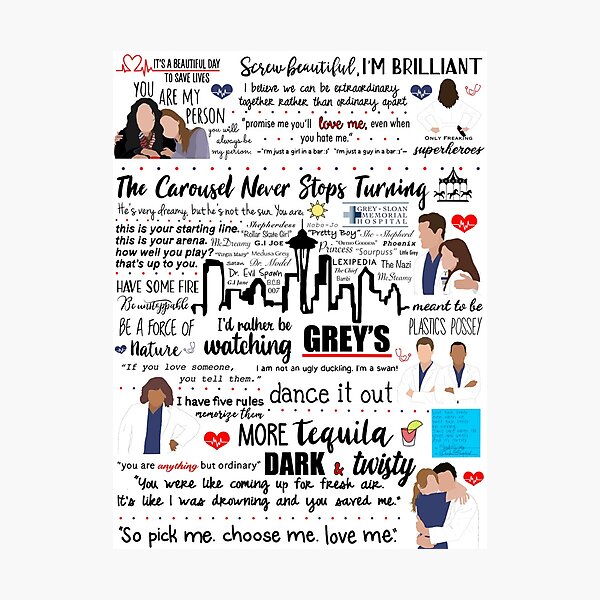Grey’s Quote Collage Photographic Print