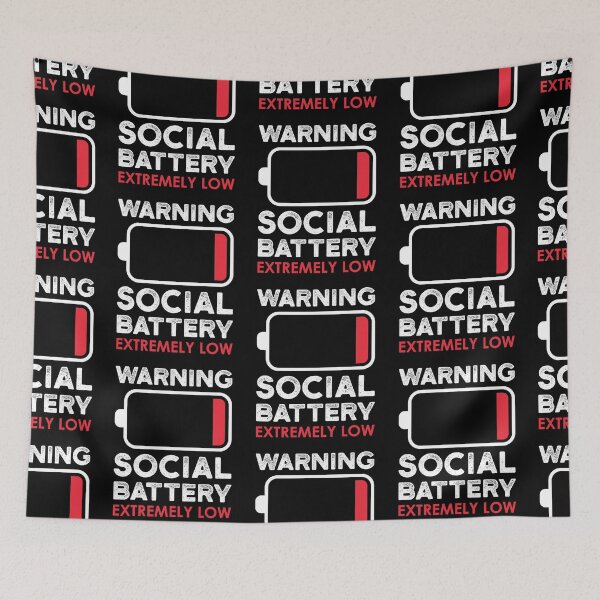 Item preview, Funny Introvert Warning Social Battery Extremely Low designed and sold by Scratches Tees.