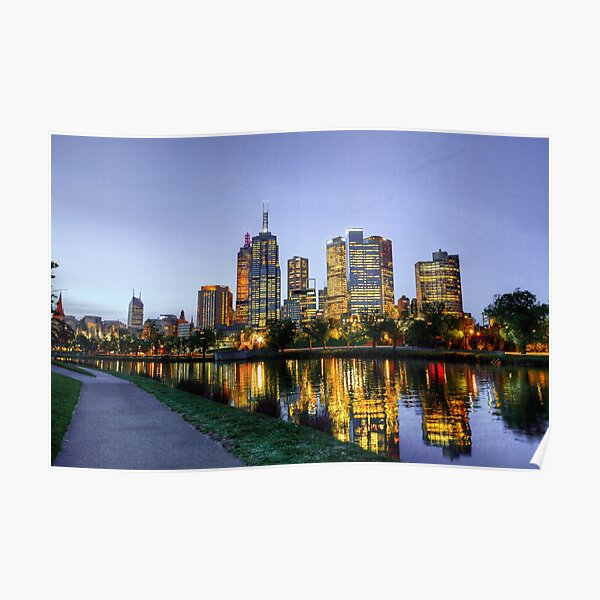 Looking Across the Yarra River Towards Melbourne City Poster