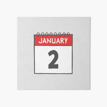 January 2nd Daily Calendar Page Illustration Art Board Print