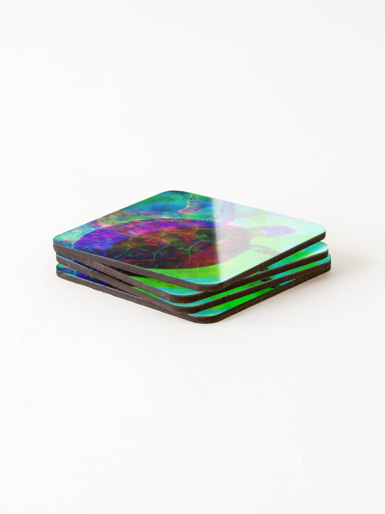 Thumbnail 4 of 5, Coasters (Set of 4), Abstract Sea Turtle designed and sold by Risingphx.